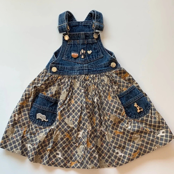 Toddler Time - JC Penny, size 1, Noah’s Ark overall dress - Picture 1 of 7